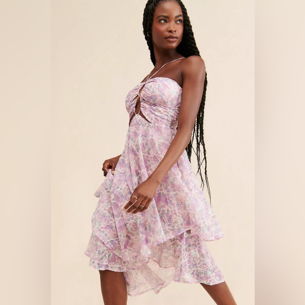 Elliatt Mirer Asymmetrical Pink Floral Dress